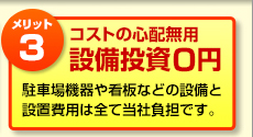 メリット3：安心の低リスク 設備投資0円